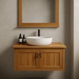 Emel Ahşap Nakkaş 100 CM,%100 Doğal Ahşap Lavabolu Banyo Dolabı,naturel (Aynasız,seramik lavabo dahil değil,armatür ve Gider Yok) - One