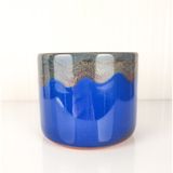 Emel Ceramics Ceres – Işıltı Serisi El Yapımı Seramik Espresso Kupası, Modern Form, Bakır Işıltılı Sır, 240 ml - Lacivert
