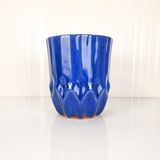 Emel Ceramics Flora El Yapımı Seramik Kahve Kupası – Espresso & Filtre Kahve İçin, Geometrik Çiçek Form, 260 ml - Lacivert