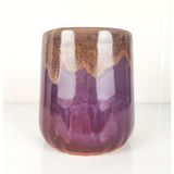 Emel Ceramics Spes – Işıltı Serisi El Yapımı Seramik Kahve Bardağı, Çiçek Detaylı Dip Form, 230 ml - Mor