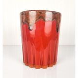 Emel Ceramics Tyche – Işıltı Serisi El Yapımı Seramik Espresso Bardağı, Kristal Kesimli Detay, 200 ml - Kırmızı