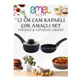 Emel Cooking Goods EMEL 12 cm Cam Kapaklı Mini Sos Tavası