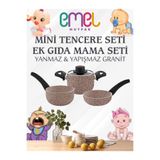 Emel Cooking Goods EMEL 12 Cm Mini Tencere Seti BEJ (EK GIDA MAMA SETİ)