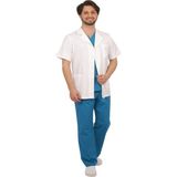 Emel Tekstil Doktor Erkek Gold Alpaka Önlük Kısa Kol Standart Boy Üniforma - 44 - Beyaz