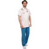 Emel Tekstil Doktor Hemşire Gold Alpaka Beyaz Önlük Kısa Kol Standart Boy Unifroma - 42
