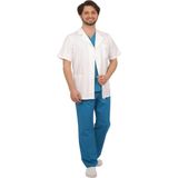 Emel Tekstil Doktor Hemşire Gold Alpaka Beyaz Önlük Kısa Kol Standart Boy Unifroma - 48