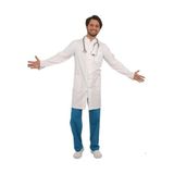 Emel Tekstil Doktor Hemşire Gold Alpaka Erkek Hakim Yaka Beyaz Önlük Uzun Boy Uzun Kol Uniforma - 46