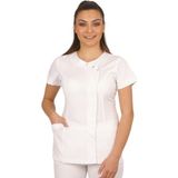 Emel Tekstil Doktor Hemşire Gold Alpaka Kadın Yandan Nervürlü Forma Üst - 34 - Beyaz