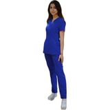 Emel Tekstil Doktor Hemşire Likralı Terrycoton Saks Mavisi V Yaka Forma Takım - 44