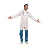 Emel Tekstil Doktor Hemşire Teikoton Erkek Beyaz Hakim Yaka Uzun Boy Uzun Kol Önlük Alpaka Uniforma - 36