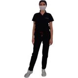 Emel Tekstil Likralı Doktor Hemşire Lacivert Forma V Yaka Üniforma Takım 4804 - 44