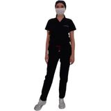 Emel Tekstil Likralı Doktor Hemşire Lacivert Forma V Yaka Üniforma Takım 4804 - 50