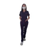 Emel Tekstil Likralı Doktor Hemşire Mürdüm Forma V Yaka Üniforma Takım - 38