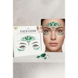 Emerald Yeşil Yüz Taşı Parti Festival Makyaj Face Gems Sticker