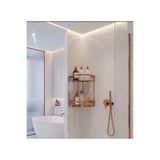 EMFA AKSESUAR Bakır 2'li Banyo Şampuanlık Rose Gold Banyo Rafı Pirinç Malzeme Paslanmaz Eskitme
