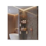 EMFA AKSESUAR Bakır 3'lü Banyo Şampuanlık Rose Gold Banyo Rafı Pirinç Malzeme Paslanmaz Eskitme