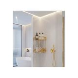 EMFA AKSESUAR Gold 2'li Banyo Şampuanlık Gold Banyo Rafı Pirinç Malzeme Paslanmaz Eskitme
