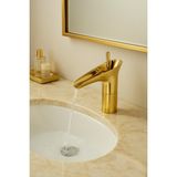 Emfa Aksesuar Gold - Altın Şelale Akışlı Lavabo Bataryası - Modern Tasarım Gold Lavabo Bataryası