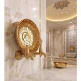 Emfa Aksesuar Gold Eskitme Kurna Seti - Hamam Muslukları Seti 2 Adet Gold Musluk 1 Adet Ağır Hamam Tası - Antik