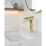 Emfa Aksesuar Gold Lavabo Bataryası - Cam Oluklu Altın Lavabo Bataryası