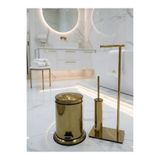 EMFA AKSESUAR Gold Tuvalet Fırçası Gold Tuvalet Kağıtlığı Gold Çöp Kovası Ayaklı Set Pirinç Malzeme