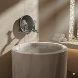 Emfa Aksesuar Krom Eskitme Kurna Seti - Hamam Muslukları Seti 2 Adetkrom Musluk 1 Adet Ağır Hamam Tası - Antik