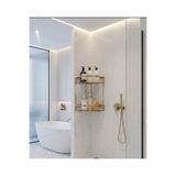 EMFA AKSESUAR Mat Gold 2'li Banyo Şampuanlık Antik Gold Banyo Rafı Pirinç Malzeme Paslanmaz Eskitme