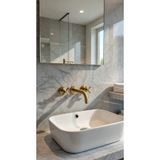 EMFA AKSESUAR Mat Gold Ankstre Lavabo Bataryası - Duvardan - Pirinç Malzeme - Antik Vintage Lavabo Batarya