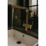 Emfa Aksesuar Mat Gold Çanak Lavabo Bataryası - Şelale Akış Antik Lavabo Bataryası