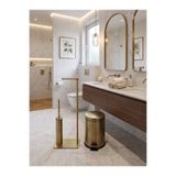 EMFA AKSESUAR Mat Gold Tuvalet Fırçası Mat Gold Tuvalet Kağıtlığı Mat Gold Çöp Kovası Ayaklı Set Pirinç Malzeme