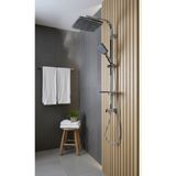Emfa Aksesuar Pirinç Krom Duş Seti Kare Model Tepe Yağmurlamalı Model Duş Başlığı Pirinç -Bataryasız