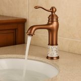 Emfa Aksesuar Porselenli Bakır Vintage Lavabo Bataryası - Modern Tasarım Rose Gold Lavabo Bataryası