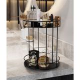 Emfa Home Siyah 2 Katlı Banyo Kozmetik Takı Makyaj Düzenleyici ,çok Amaçlı Organizer ,servis Sunum Tepsisi - 26 x 20 cm