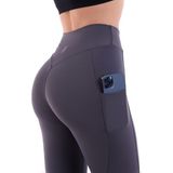 Emfure Kadın Spor Tayt Çift Cepli Sıkılaştırıcı Toparlayıcı Yüksek Bel Sporcu Taytı Leggings Fitness - XS - Füme