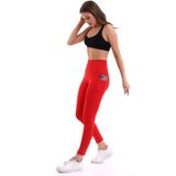 EMFURE Kırmızı Kadın Spor Tayt Çift Cepli Sıkılaştırıcı Toparlayıcı Yüksek Bel Sporcu Taytı Leggings Fitness