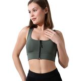 Emfure Pedli Fermuarlı Spor Büstiyer - Sports Bra / Crop Destekli Spor Sütyeni - Haki