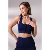 Emfure Pedli Fermuarlı Spor Büstiyer - Sports Bra / Crop Destekli Spor Sütyeni - Lacivert