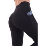 Emfure Siyah Kadın Spor Tayt Çift Cepli Sıkılaştırıcı Toparlayıcı Yüksek Bel Sporcu Taytı Leggings Fitness - XL