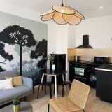EMG Design Modern Tasarım Çiçek Sarkıt Avize Rattan Boheme Salon Oturma Odası Mutfak Avizesi - Kahverengi - Siyah