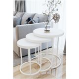 EMGA HOME Zigon Sehpa Takımı Beyaz Beyaz