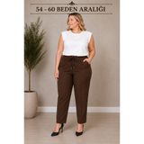 EMİAS Beli bağcıklı lastikli yüksek bel havuç kesim kumaş pantalon
