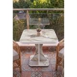 Emideco Balkon Kahve Masası , Çok Amaçlı Sehpa , Tulip Kare Balkon Sehpası , Beyaz Mermer Tabla - 60