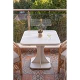 Emideco Balkon Kahve Masası , Çok Amaçlı Sehpa , Tulip Kare Balkon Sehpası , Beyaz Tabla - 60