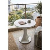 Emideco Balkon Kahve Masası , Çok Amaçlı Sehpa , Tulip Yuvarlak Balkon Sehpası , Beyaz Tabla - 60