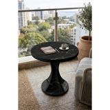 Emideco Balkon Kahve Masası , Çok Amaçlı Sehpa , Tulip Yuvarlak Balkon Sehpası , Siyah Mermer Tabla - 60