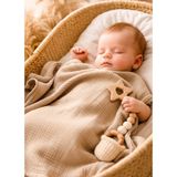 Emifa %100 Pamuklu 4 Katlı Müslin Bebek Battaniyesi - Yumuşacık Nefes Alan Dokulu - 100X100 cm Açık Sarı - Sütlü Kahve - 100 x 100 cm
