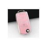 emii auto spare parts VOLKSWAGEN SEAT SKODA ESKİ KASA ANAHTAR KILIFI SUSTALI MODEL PEMBE/GüMüŞ