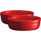 Emile Henry Creme Brulee Seramik Yuvarlak 2'li Fırın Kabı - Kırmızı - Bordo - Standart