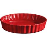 Emile Henry Kırmızı Seramik Yuvarlak Tart Börek Fırın Kabı 24 cm - Kırmızı - Bordo - Standart