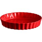 Emile Henry Kırmızı Seramik Yuvarlak Tart Börek Fırın Kabı 32 cm - Kırmızı - Bordo - Standart